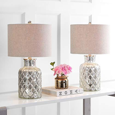 JONATHAN Y JYL1075A-SET2 Set of 2 Table Lamps Alvord 24.5 in, Mercury Silver