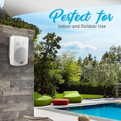 Outdoor Wall-Mount Patio Stereo Speaker - Waterproof Bluetooth 6.5 in, White