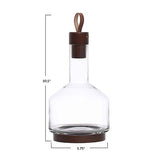 Bloomingville 10.5 Inches 62-Ounce Glass Acacia Wood Base, Stopper and Leathe...