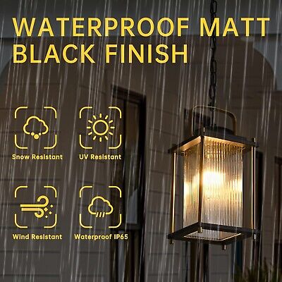 Outdoor Hanging Porch Light Waterproof Black and Gold Outdoor Pendant Lights ...