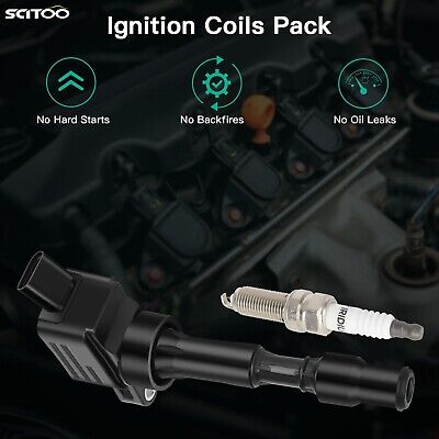 SCITOO UF816 4 ignition coils with 4 iridium Spark Plugs Fit for Hyundai Elan...