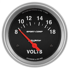 Auto Meter 3592 Sport-Comp Electric Voltmeter Gauge Regular, 2.625 in.