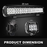 DOT 20Inch 126W LED Light Bar Flood Spot Combo Beam Off Road+2x 4inch 18W Spo...