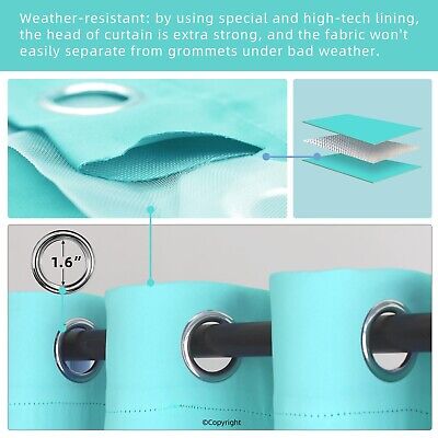 Waterproof Outdoor Curtain W84 x L120 - Grommet Top Sunlight Blocking Window ...