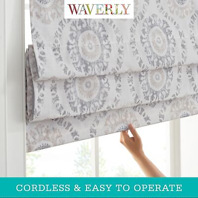 Waverly Adonis Medallion 100% Blackout Roman Shade, Cordless and Noise Reduci...