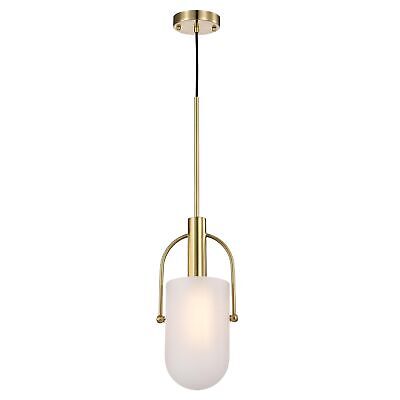 Warehouse of Tiffany Palmella Brass and Frosted Glass Pendant Ceiling Lamp