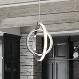 Modern LED Chandelier Chrome Ring Pendant Light Fixtures 4000K Dimmable Heigh...