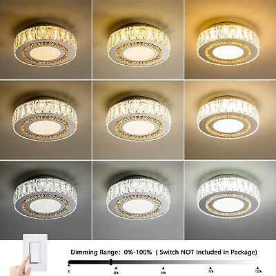 12 Inch LED Ceiling Lights, Modern Crystal Flush Mount Light Fixture, Dimmabl...