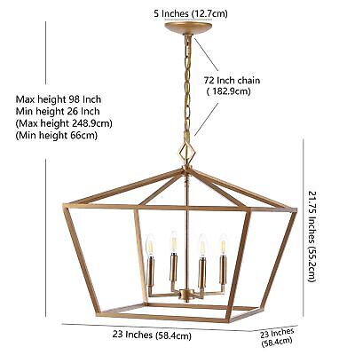 JONATHAN Y JYL7520C Gatsby 23" 4-Light Adjustable Iron Rustic Glam LED Pendan...