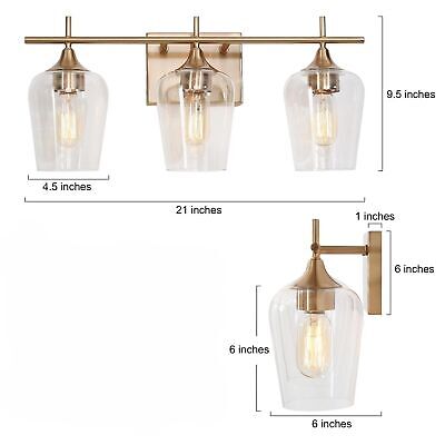 Durent Lighting Gold Bathroom Light Fixtures, Modern Electroplated Brass Vani...