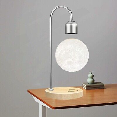 Unique Modern Levitating Moon Lamp with Built-in Qi Wireless Charger, Simplis...