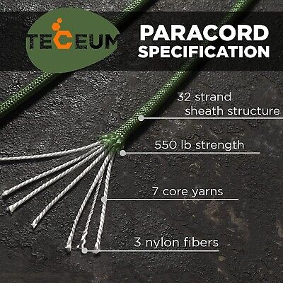 TECEUM Paracord Rope 1000 &#8211; 1000ft / 200ft / 120ft / 100ft / 50ft &#8211;