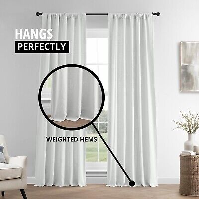 HPD Half Price Drapes French Linen Curtains 108 Inches Long Room Darkening Cu...