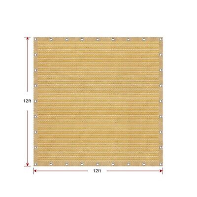 Shatex 90% Shade Fabric 12x 12ft Sun Shade Cloth with Grommets for Pergola Co...