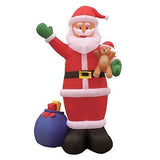 12 Foot Tall Huge Christmas Inflatable Santa Claus with Gift Bag and Bear Lig...