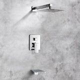 POP SANITARYWARE Shower Tub Faucet Set Chrome Bathroom Rain Mixer 10 Inch Sho...