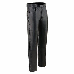 Milwaukee Leather SH1150 Men's Black Leather Motorcycle Over Pants with Jean ...