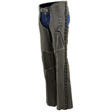 Milwaukee Leather Chaps for Women Distress Grey Premium Skin- Accent Lace Gro...