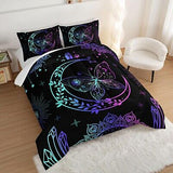 HOSIMA Butterfly Comforter Set 3Piece with 2 Pillowcases,Black Comforter Butt...