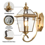 13.7in Copper Porch Light Oil-Rubbed Brass Outdoor Wall Lights with Beveled G...