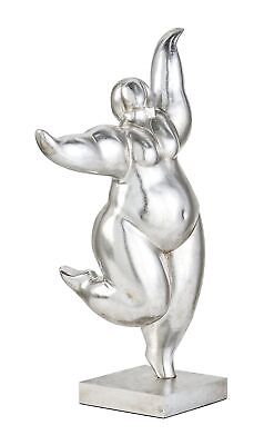 Deco 79 Polystone Dancer Sculpture, 12" x 7" x 20", Silver 12"L x 7"W x 20"H