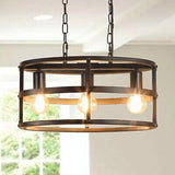 DLLT 3 Light Black Metal Industrial Chandelier, Kitchen Island Cage Lighting ...