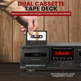 Pyle Dual Cassette Deck Stereo - Compact & Portable Hi-Fi Tape Recorder Black