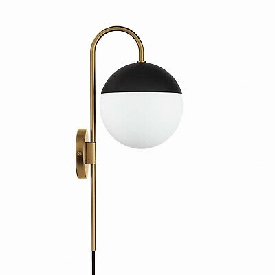 Modway Stellar 1-Light Wall Sconce in Opal Satin Brass 7 x 9.5 x 20 Brown