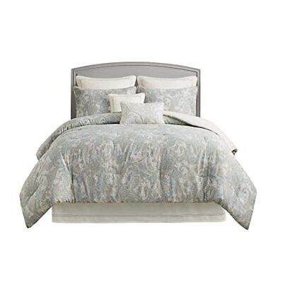 Harbor House Cozy Cotton Comforter Set - Queen (92 in x 96 in), Paisley Blue