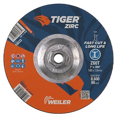 Weiler 58022 6 Inch Cutting Wheel, Tiger Zirc Steel/Metal Fast Cut & Long Lif...