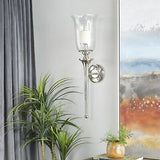 Deco 79 Aluminum Wall Sconce with Glass Holder, 8" x 8" x 30", Silver