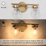 KSANA Bathroom Light Fixtures, 2-Light Gold Vanity Lights with Clear Globe Gl...