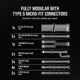 Corsair RM1000x Shift Fully Modular ATX Power Supply - Modular Side Interface...