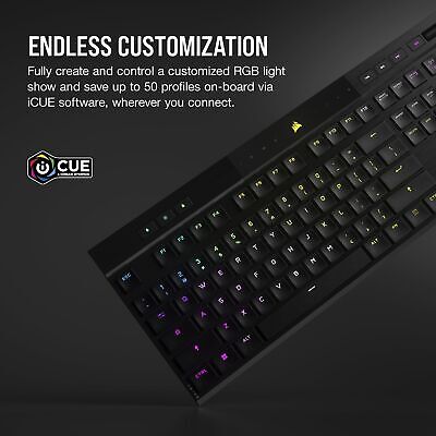 Corsair K100 AIR Wireless RGB Mechanical Gaming Keyboard - Ultra-Thin, Sub-1m...