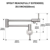 MSTJRY Brushed Pot Filler Faucet Wall Mount Commercial Kitchen Faucets Stainl...