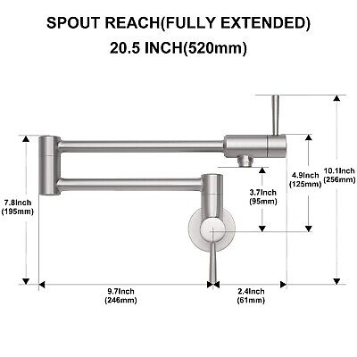 MSTJRY Brushed Pot Filler Faucet Wall Mount Commercial Kitchen Faucets Stainl...