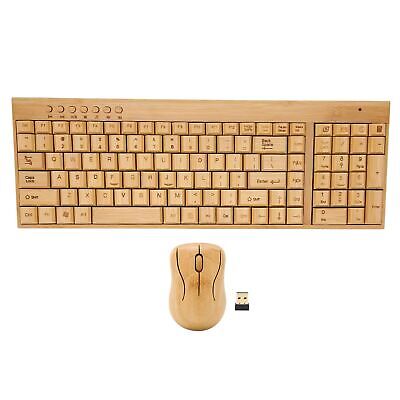 Bamboo Keyboard and Mouse, 2.4GHz Computer Devices with USB Receiver, Optiona...