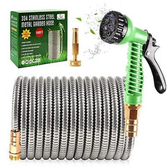 304 Stainless Steel Metal Garden Hose 100FT, Garden Hose with 3/4" Fittings a...