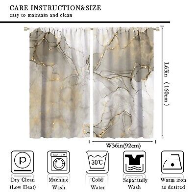 Marble Curtains, Ombre Marble Texture Abstract Window Treatments for Living R...