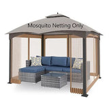 10'x12' Gazebo Replacement Mosquito Netting 4-Panel Patio Screen Walls with Z...