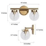 KSANA Bathroom Light Fixtures, 2-Light Gold Vanity Lights with Clear Globe Gl...