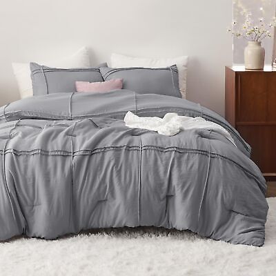 Bedsure California King Comforter Set with Sheet - 4 Pieces Soft Grey Bedding...