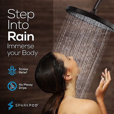 SparkPod 10 Inch Rectangle Rain Shower Head - Ceiling or Wall Mount Rainfall ...