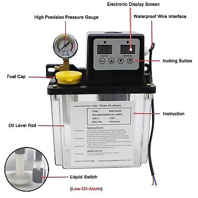 Automatic Lubricating Oil Pump,2L Reservoir Capacity,Alloy Gear Pump CNC Lubr...