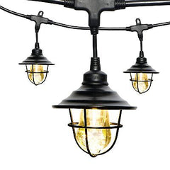 Enbrighten Vintage LED Caf&#233; Lights with Oil-Rubbed Bronze Lens Shade, Outdo