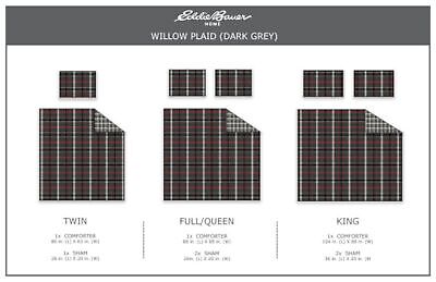 Eddie Bauer - Queen Comforter Set, Reversible Plaid Bedding with Matching Sha...