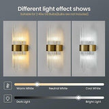 WABON K9 Crystal Wall Sconce, Modern Gold Wall Mount Light Bedroom Glass Wall...