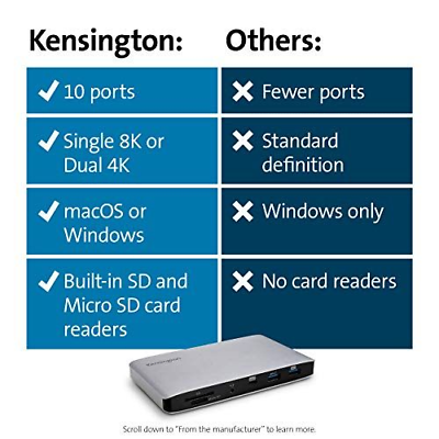 Kensington SD2500T Thunderbolt 3 and USB-C Docking 60W Power Delivery, black