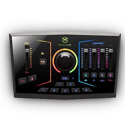 RGB Dual USB Audio Interface Mixer for Streaming and Gaming with XLR Micropho...