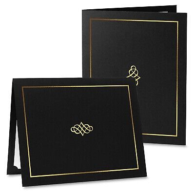 Ornate Black & Gold Certificate Folders - Pack of 25, Linen Cover 80 lb. Stoc...